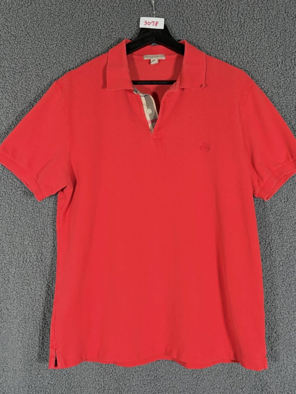 Burberry Brit Nova Check Trim Polo Shirt - Men's Size XL - Orange